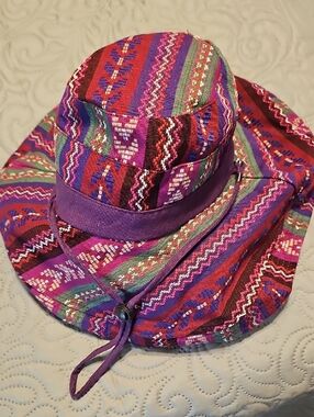 Boho Purple Patterned Reversible  Women's Sun Hat
